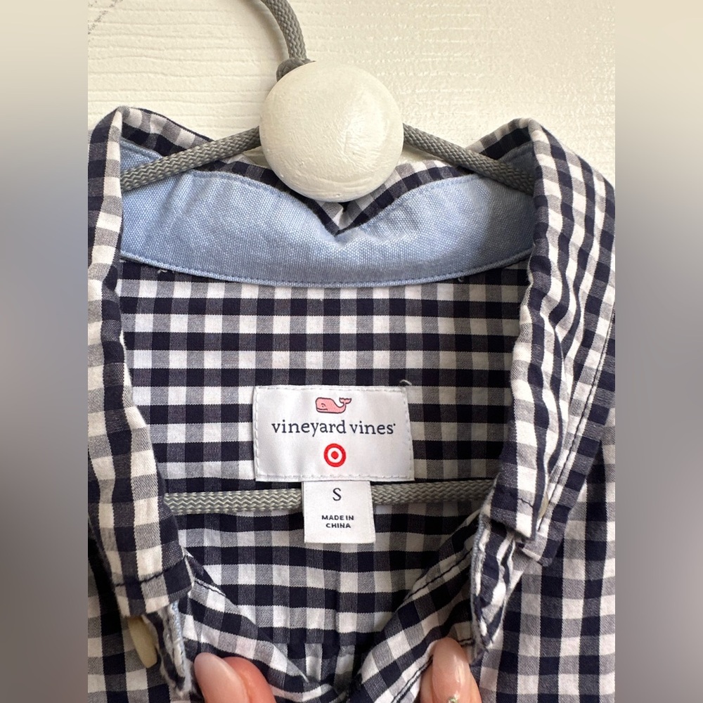 Vineyard Vines Navy and White Gingham Shirt